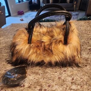 Faux Fur Tan Clutch